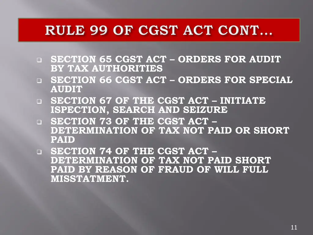section 65 cgst act orders for audit