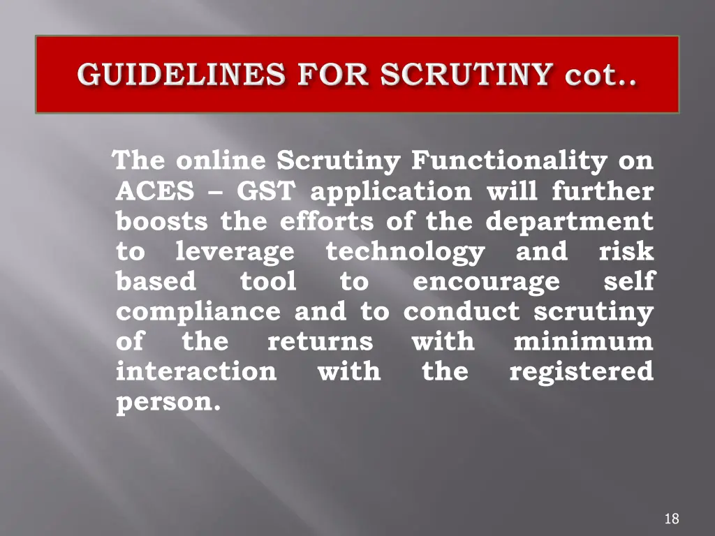 the online scrutiny functionality on aces
