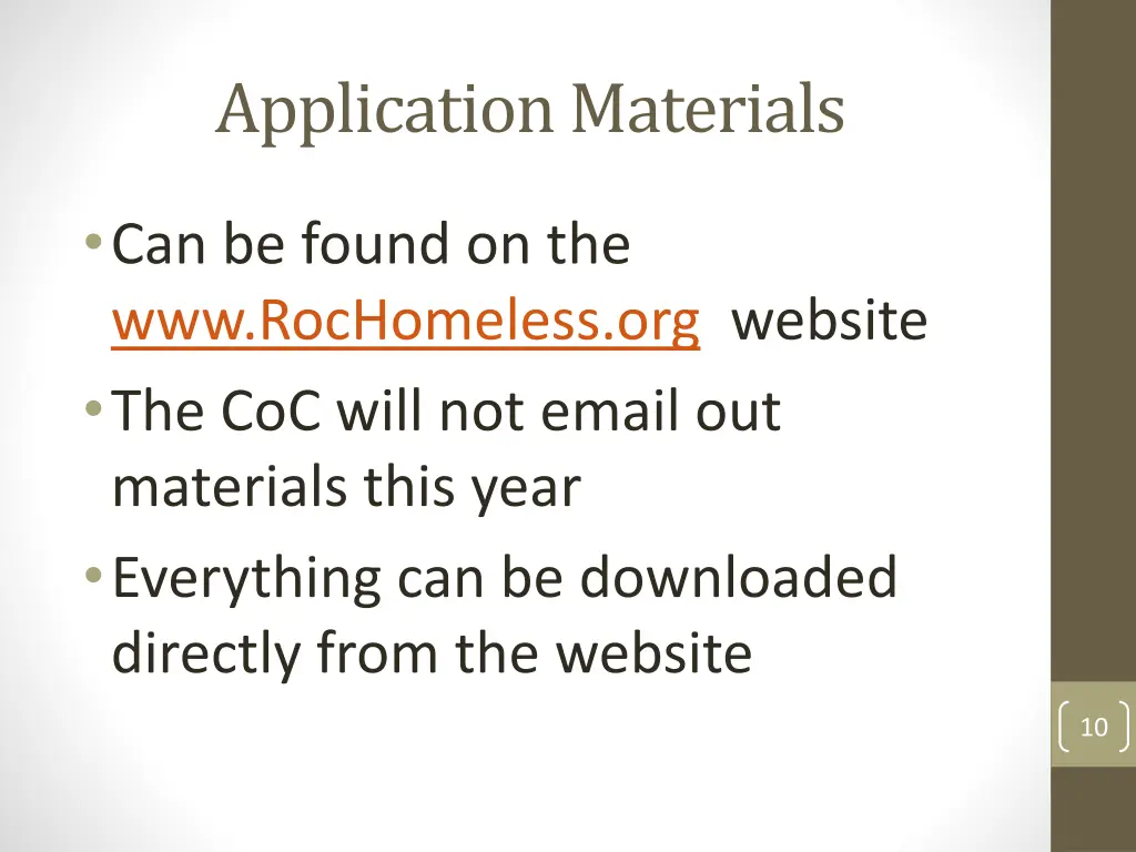 application materials