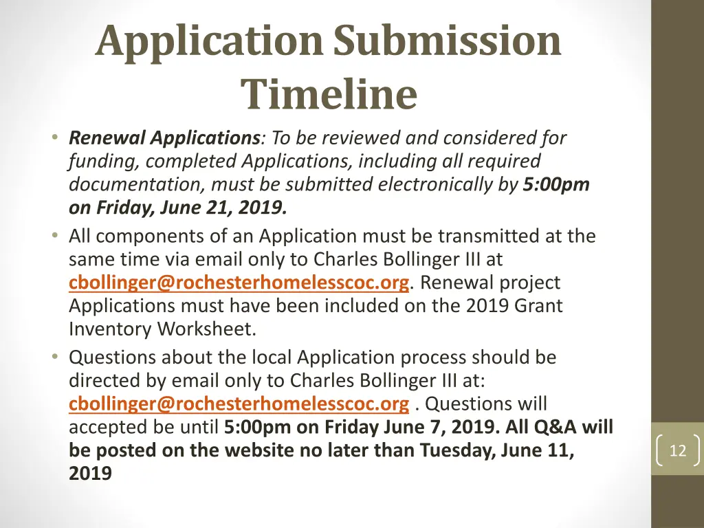 application submission timeline renewal