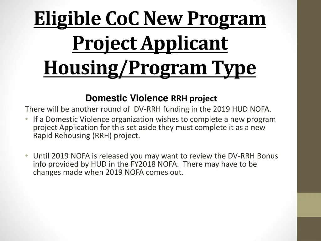 eligible coc new program project applicant 1
