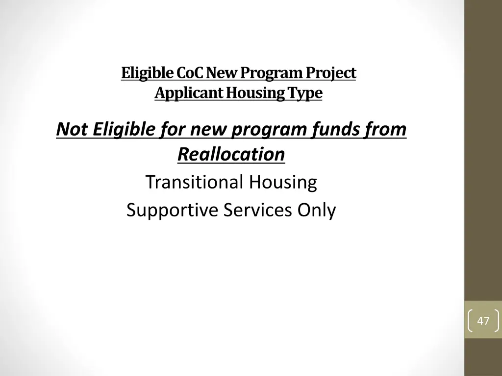 eligible coc new program project applicant