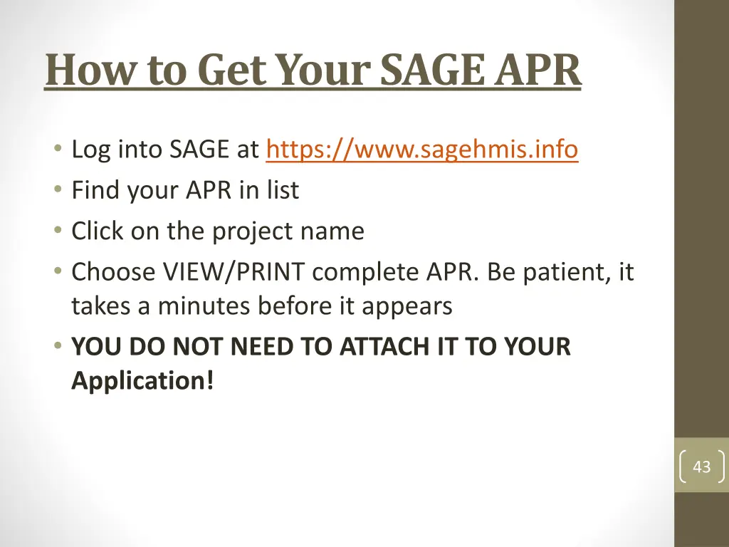 how to get your sage apr