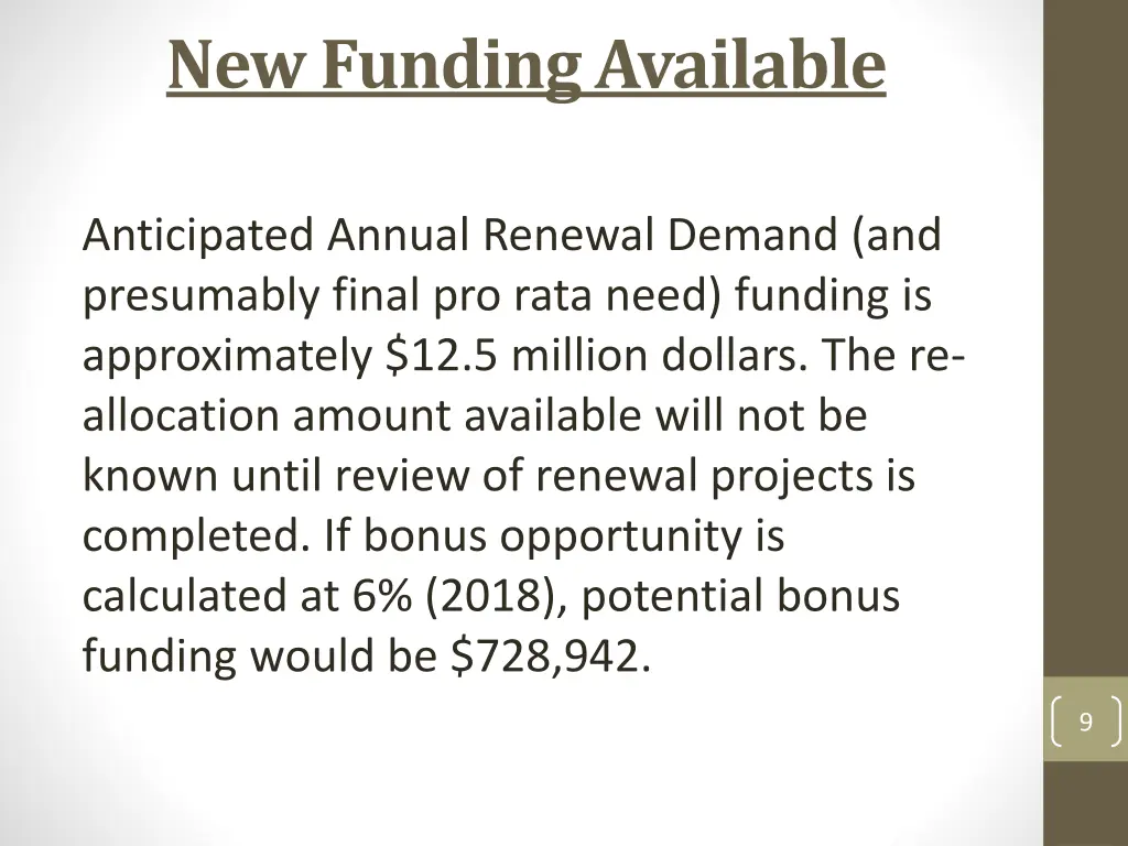 new funding available
