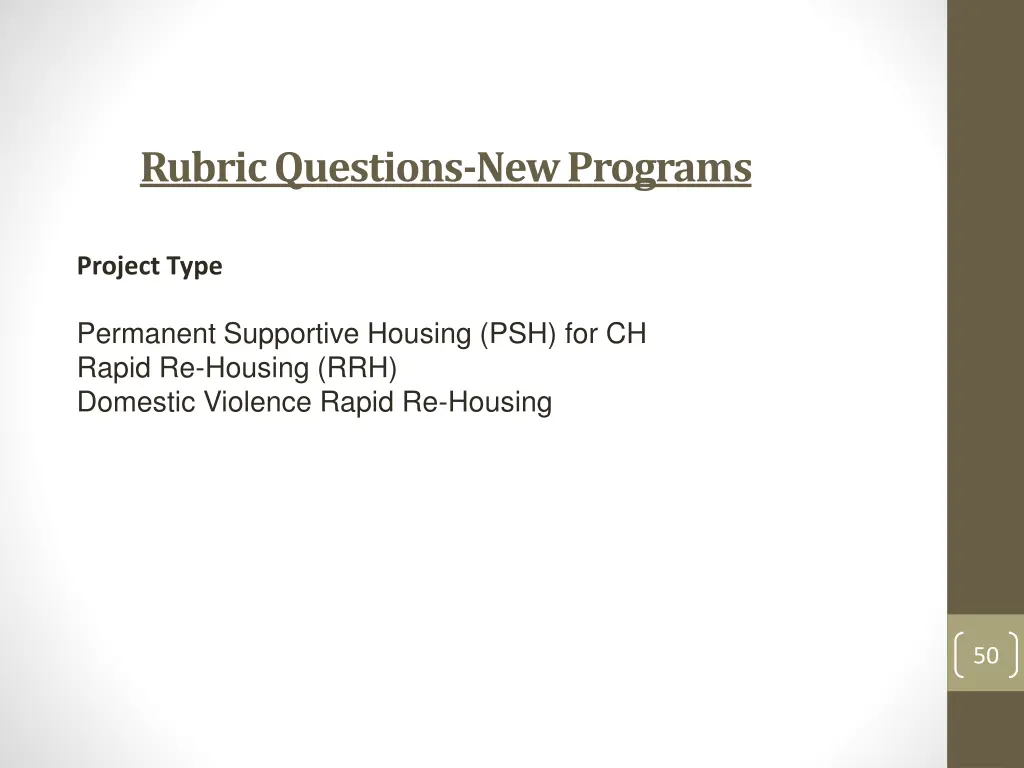 rubric questions new programs