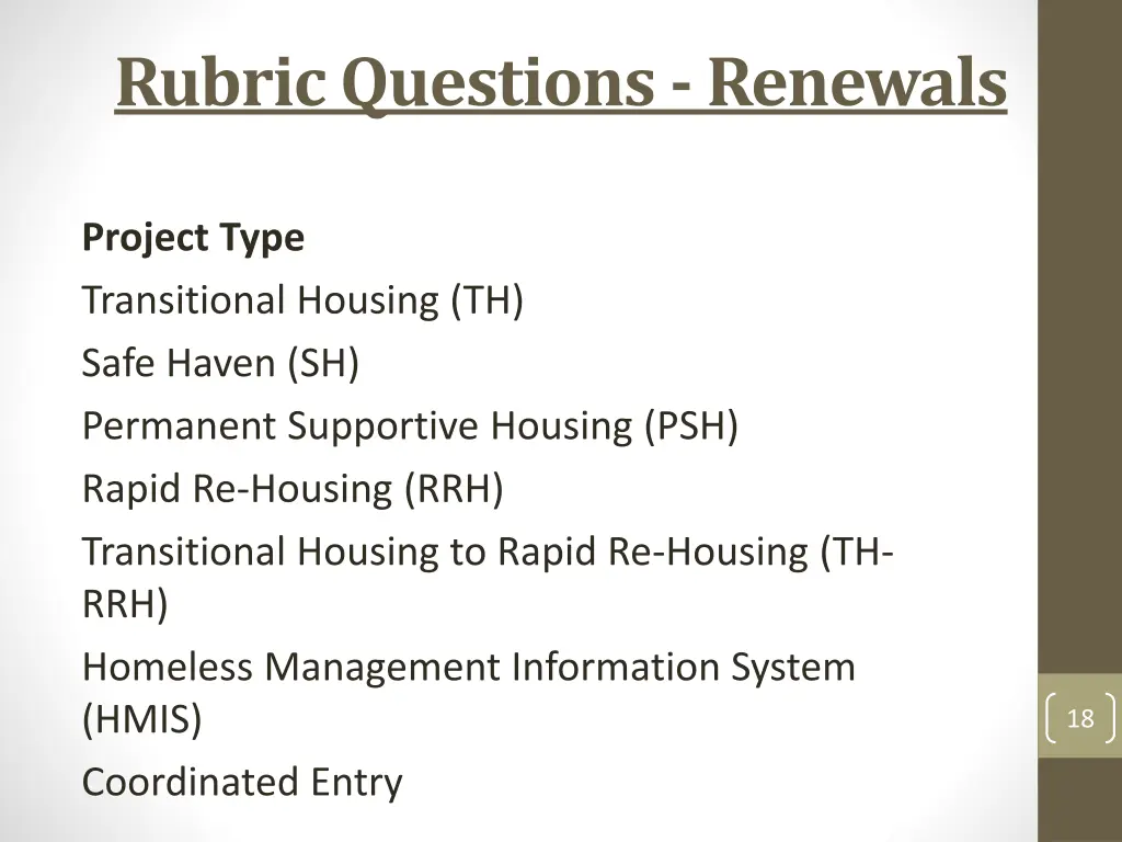 rubric questions renewals 1
