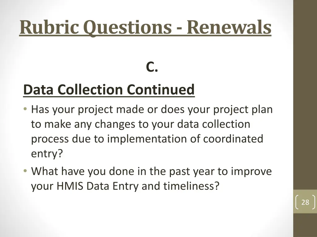 rubric questions renewals 10