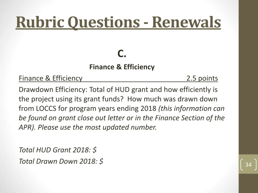 rubric questions renewals 14