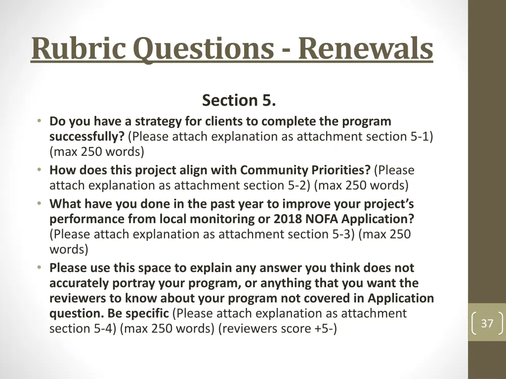 rubric questions renewals 17