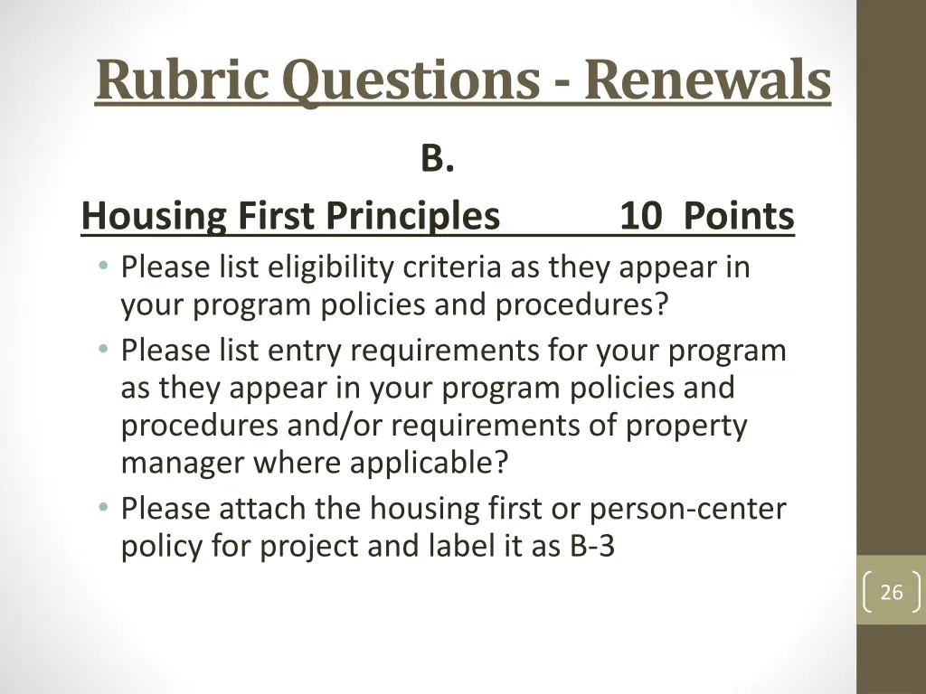 rubric questions renewals 8