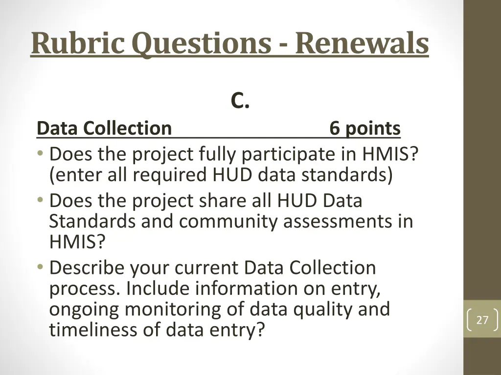 rubric questions renewals 9