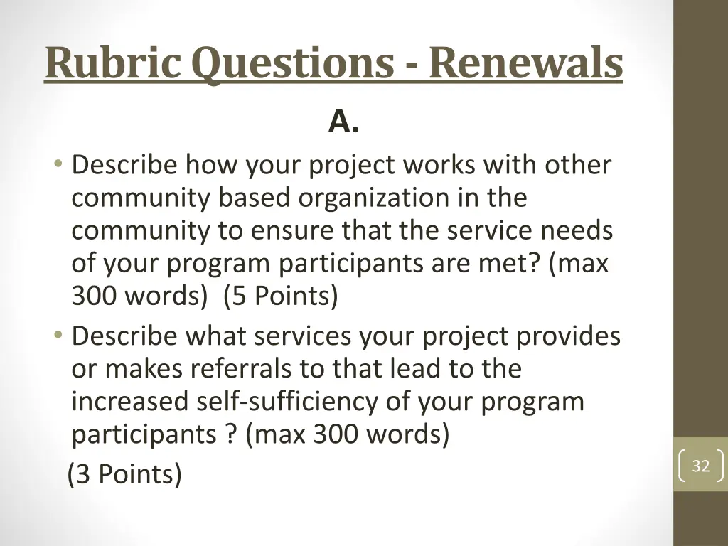 rubric questions renewals a describe how your