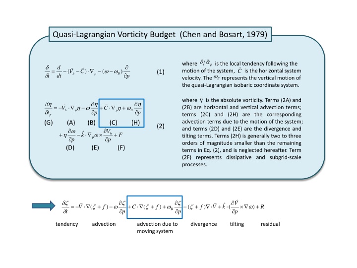 quasi lagrangian vorticity budget chen and bosart