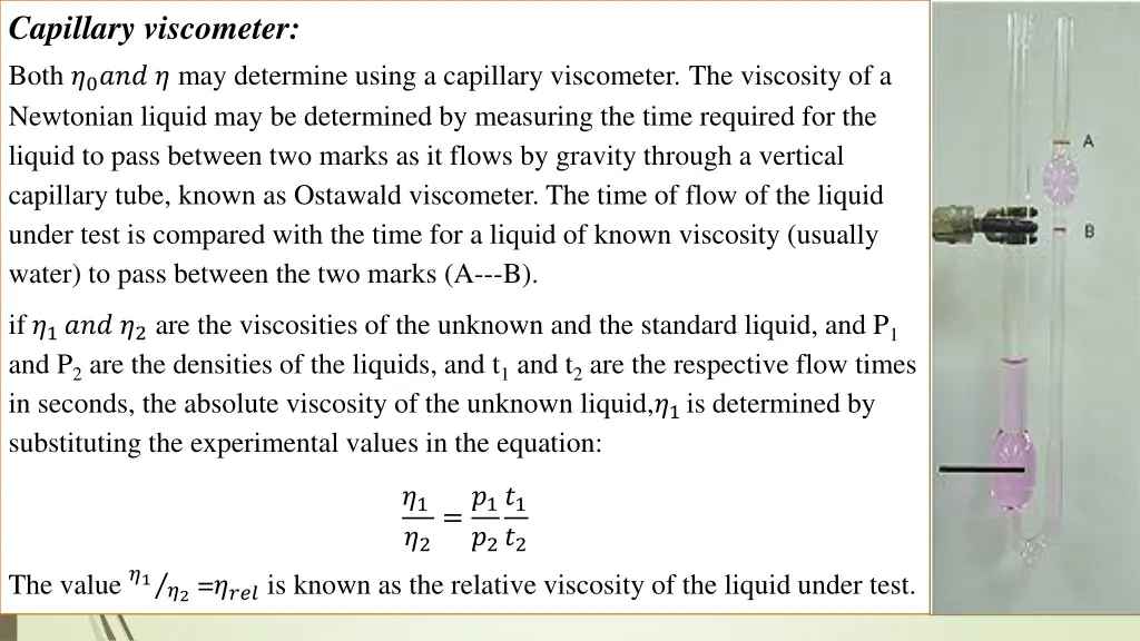 capillary viscometer both 0 may determine using