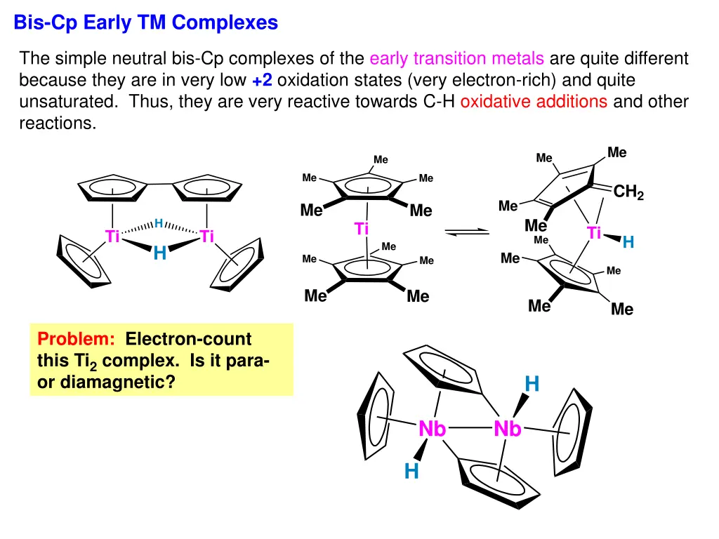 bis cp early tm complexes