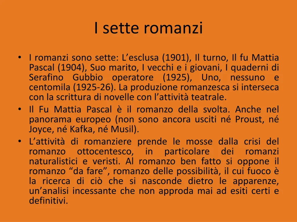 i sette romanzi