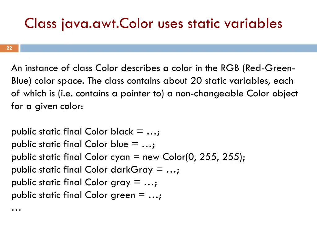 class java awt color uses static variables