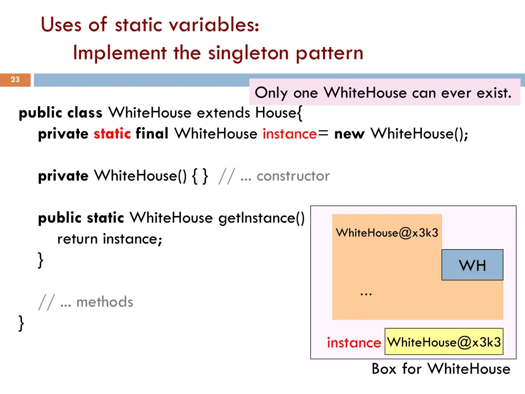 uses of static variables implement the singleton