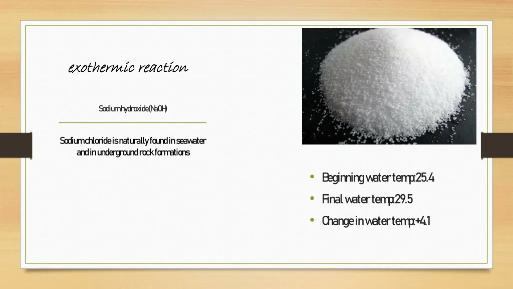 exothermic reaction exothermic reaction