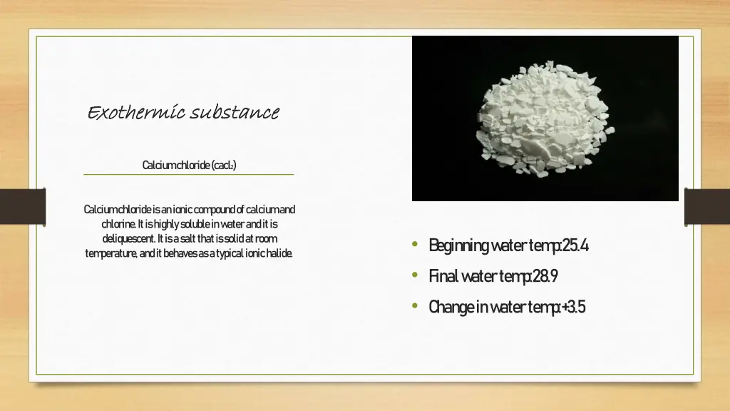 exothermic substance exothermic substance