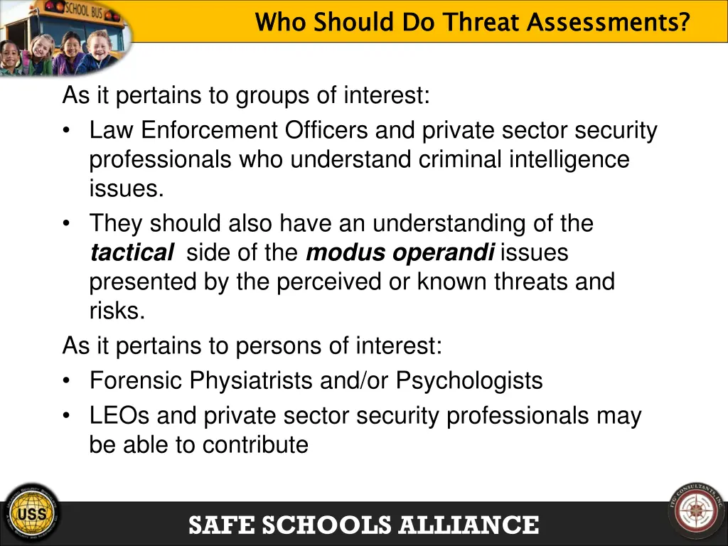 who should do threat assessments