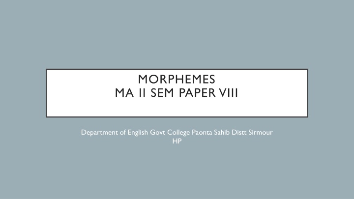 morphemes ma ii sem paper viii