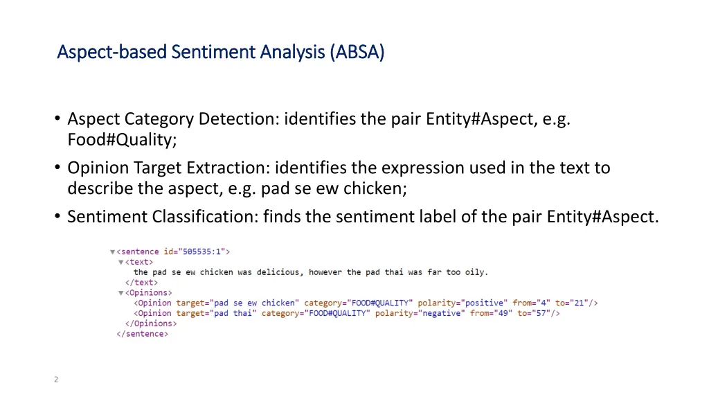 aspect aspect based sentiment analysis absa based