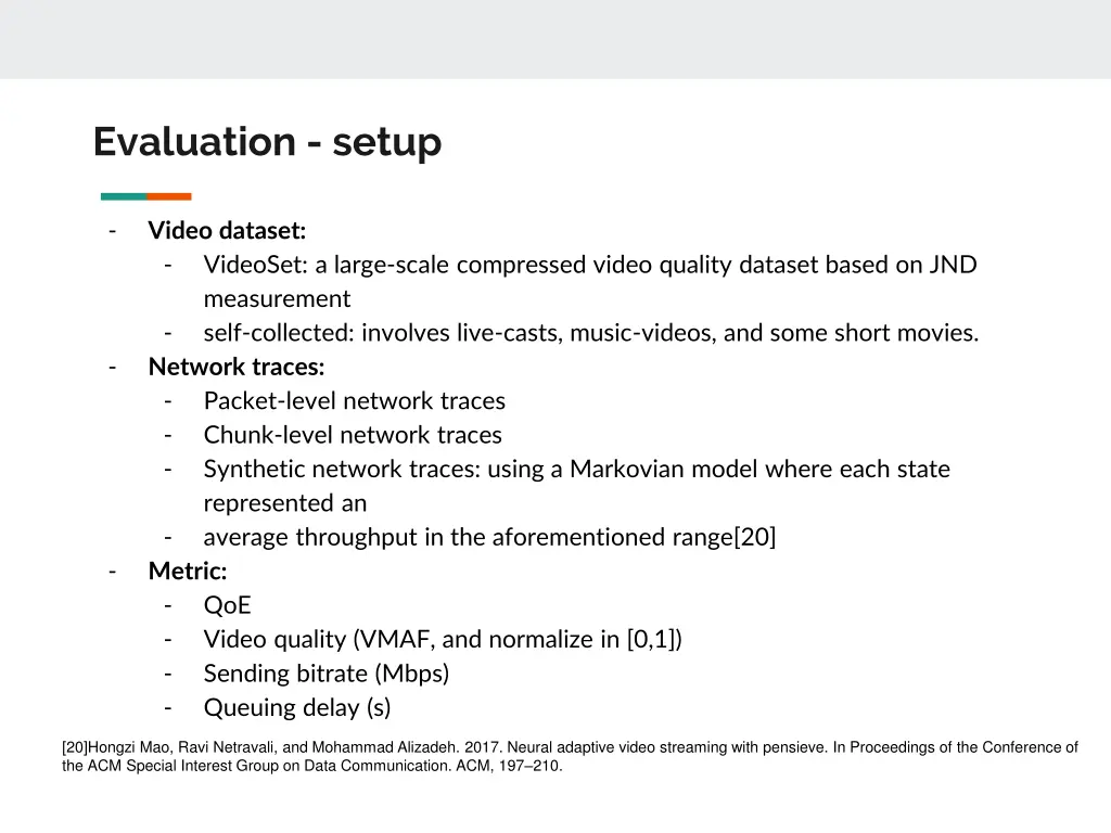 evaluation setup