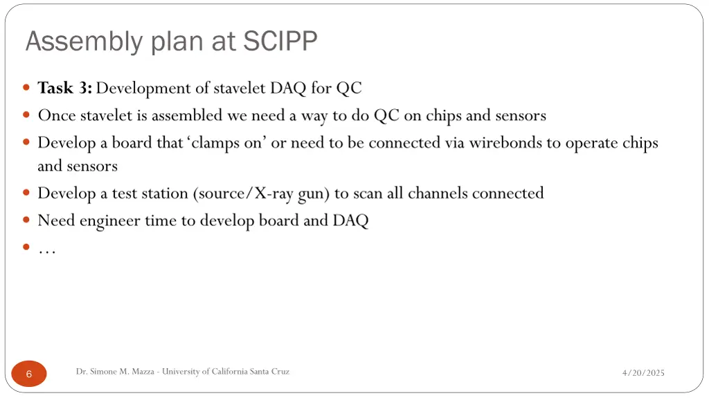 assembly plan at scipp 3