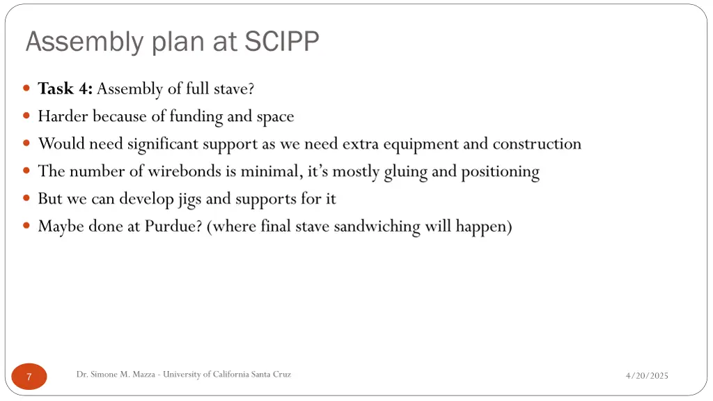 assembly plan at scipp 4
