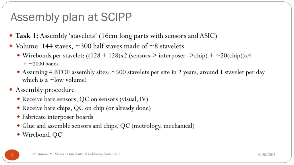 assembly plan at scipp