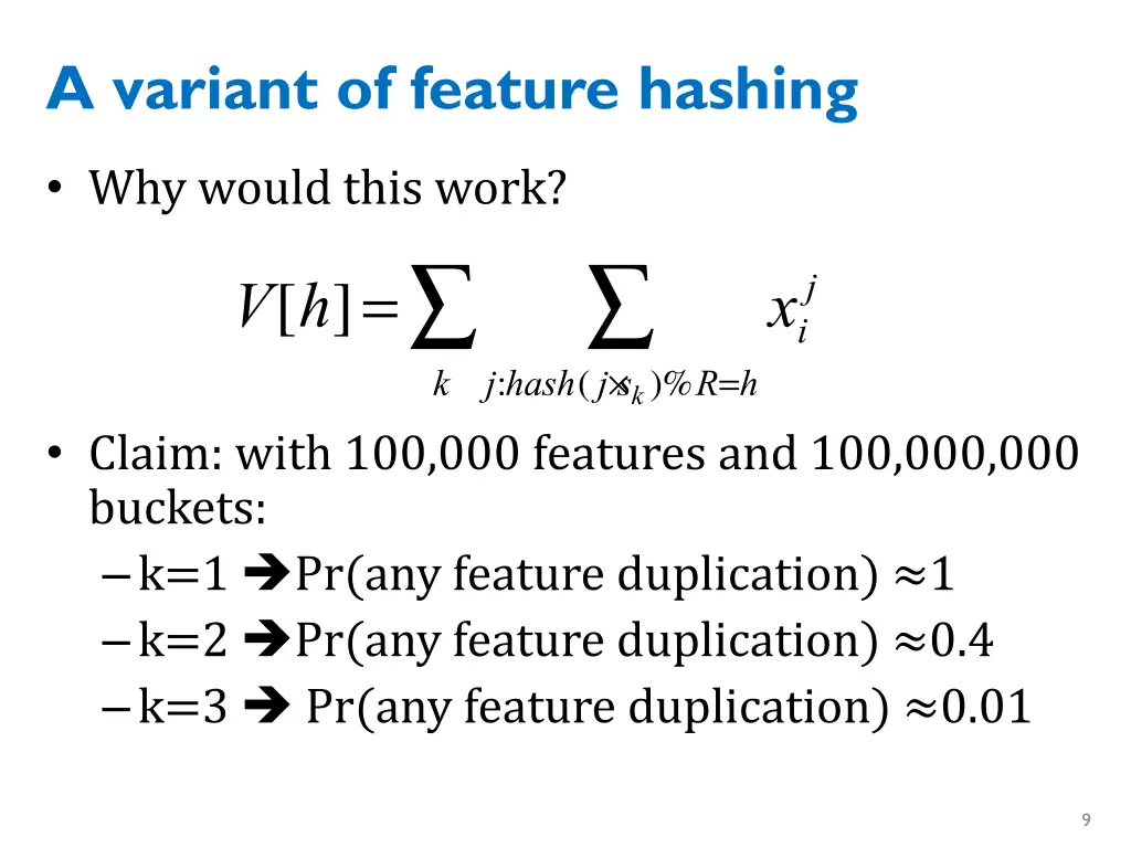 a variant of feature hashing 2