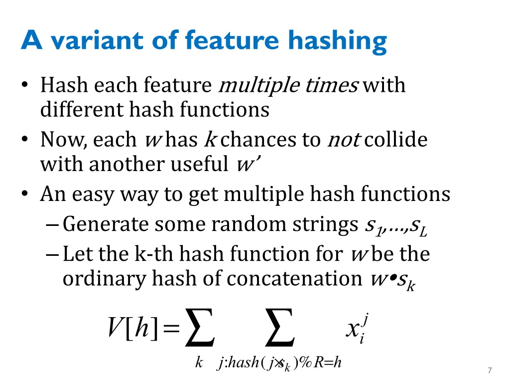 a variant of feature hashing