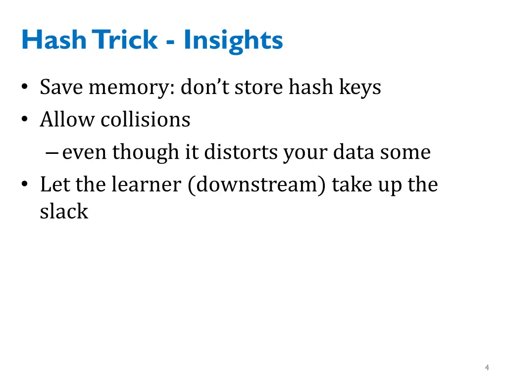 hash trick insights