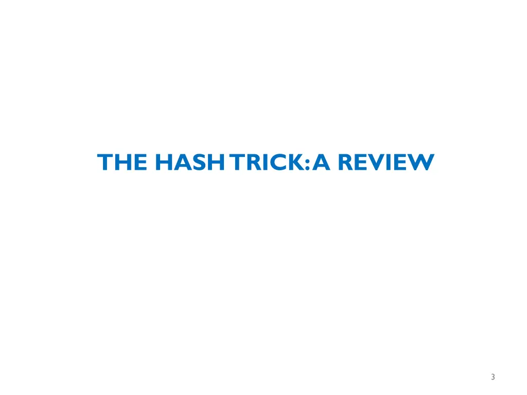 the hash trick a review