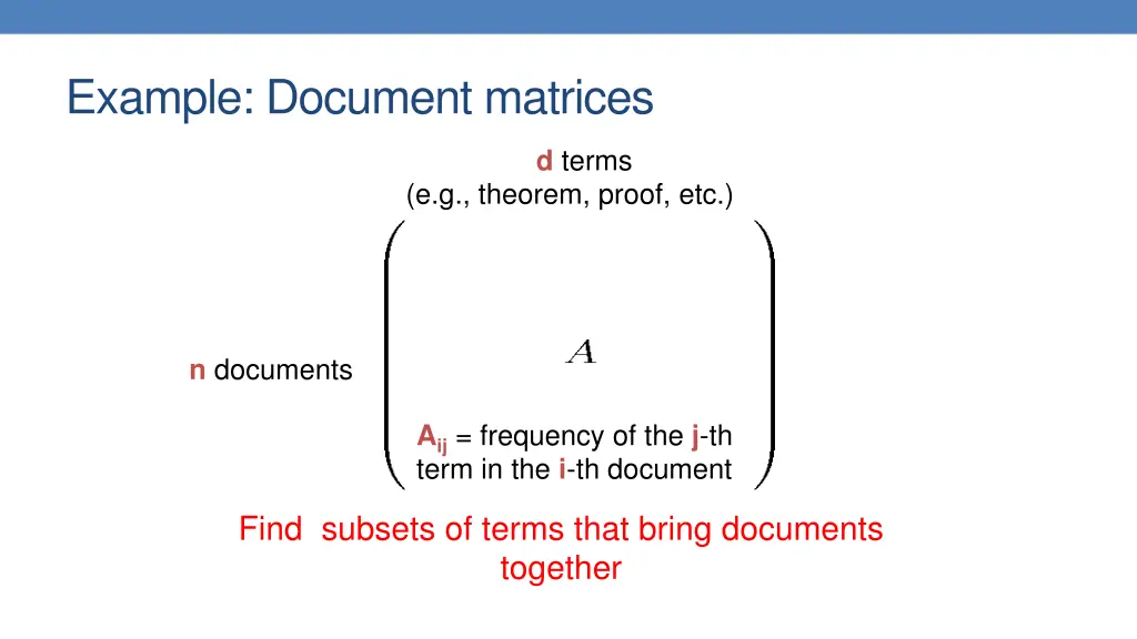 example document matrices