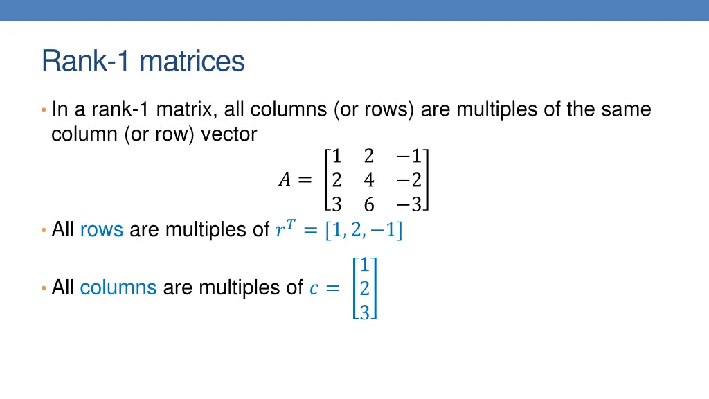 rank 1 matrices