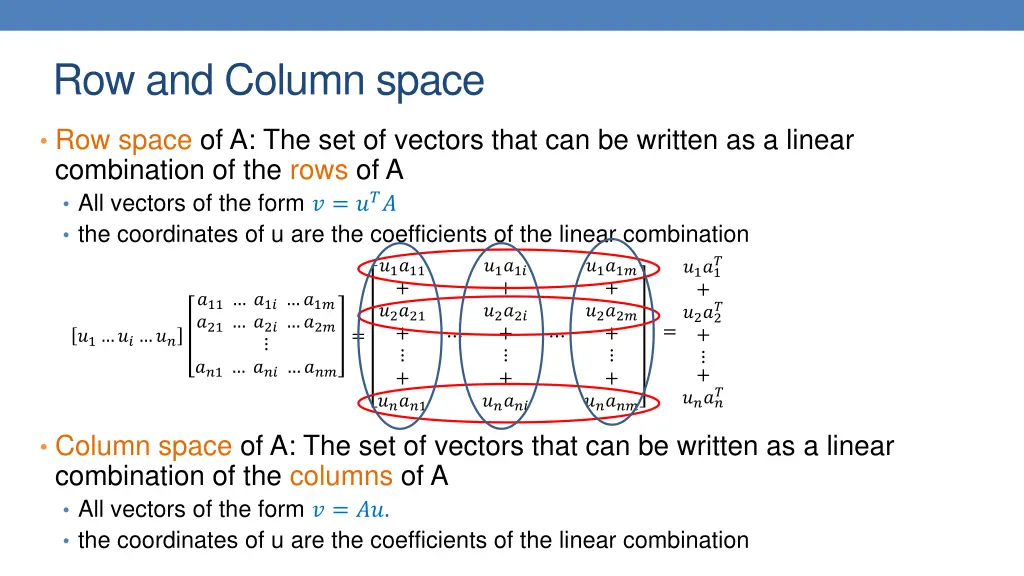 row and column space