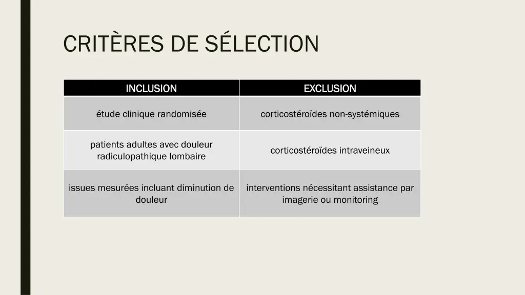 crit res de s lection