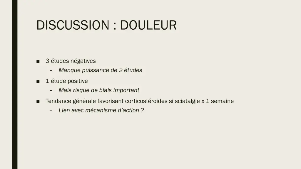 discussion douleur