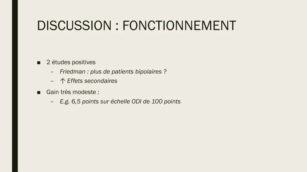 discussion fonctionnement