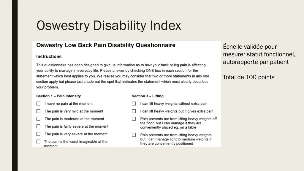 oswestry disability index