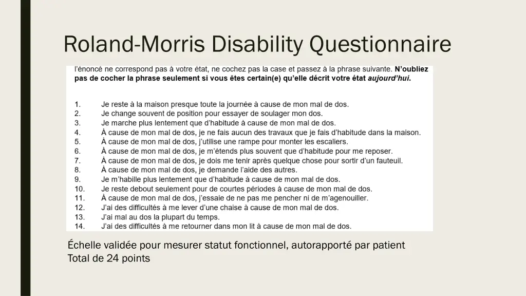roland morris disability questionnaire