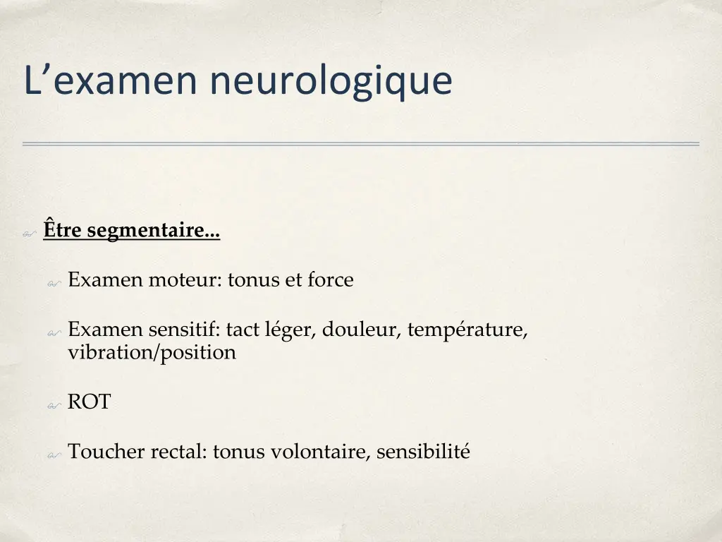 l examen neurologique