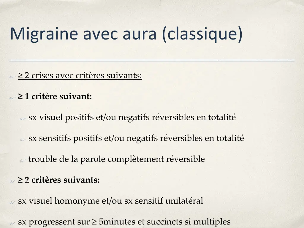 migraine avec aura classique