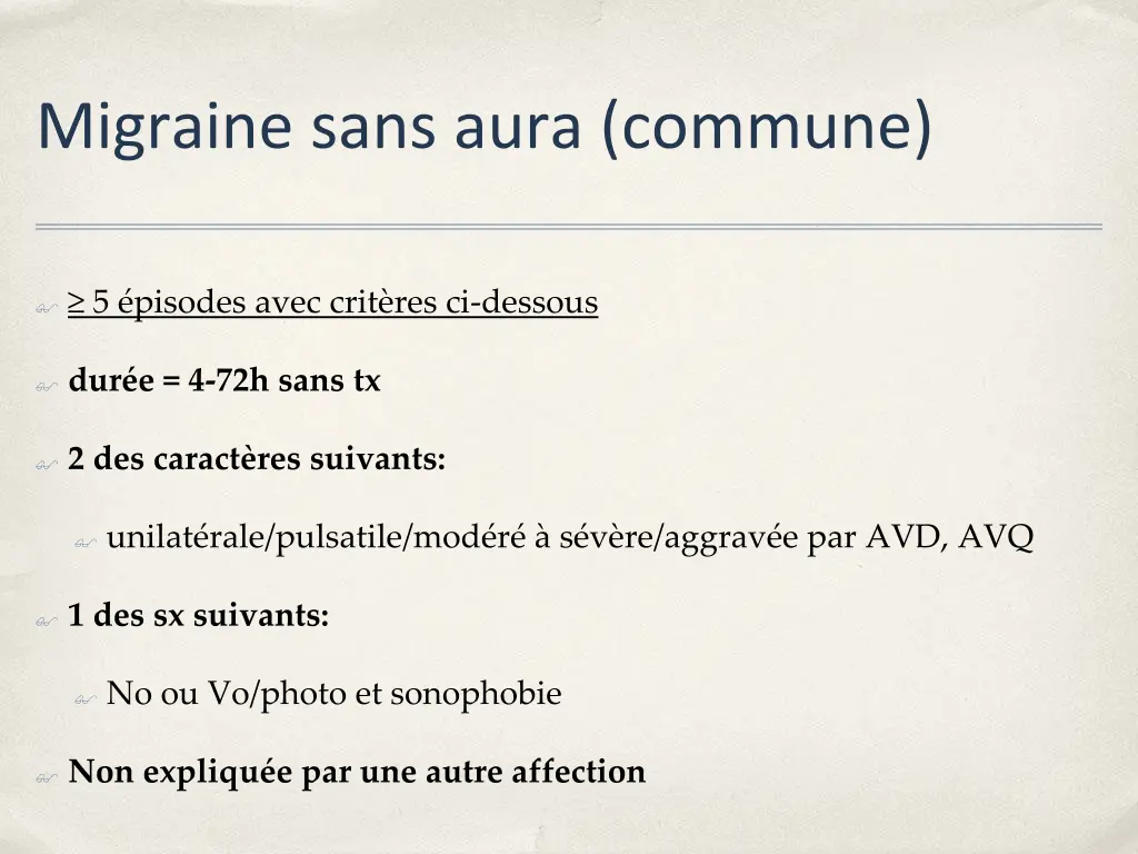 migraine sans aura commune