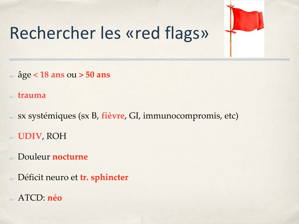 rechercher les red flags 1