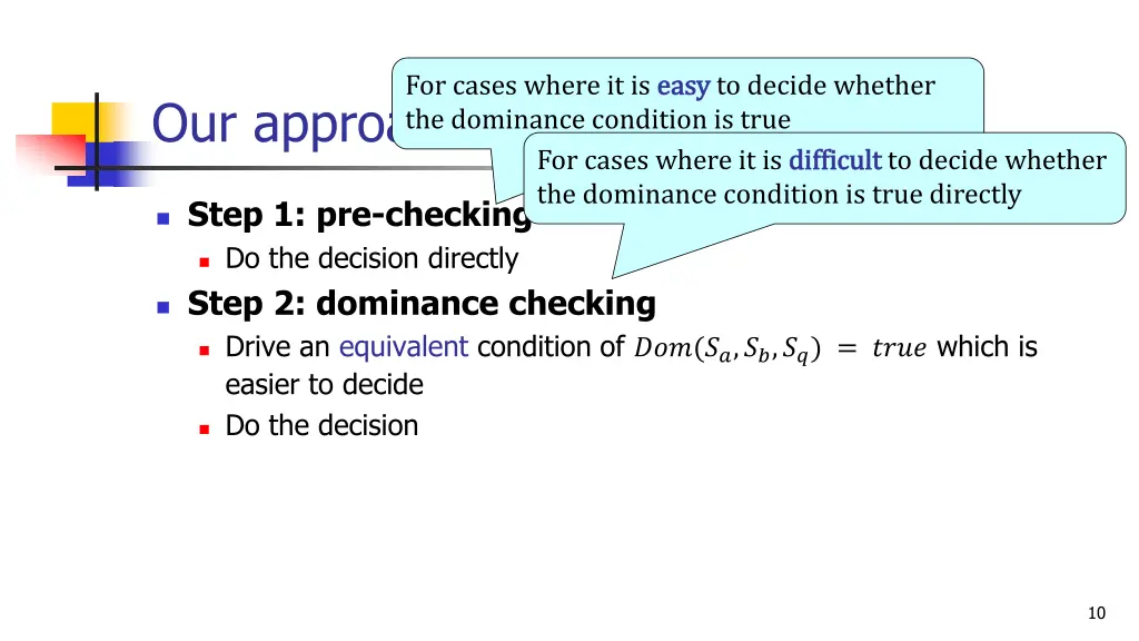 for cases where it is easy the dominance