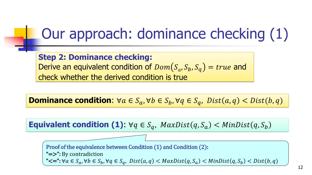 our approach dominance checking 1