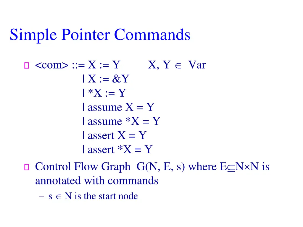simple pointer commands